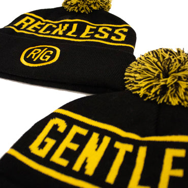 Game Day Pom Beanie (Black/Yellow)